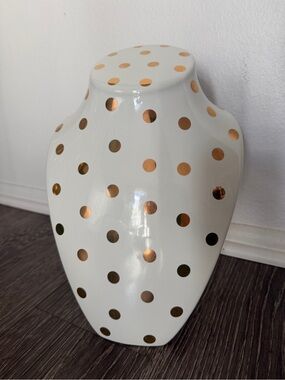 Ceramic Necklace Stand w Gold Polka Dots